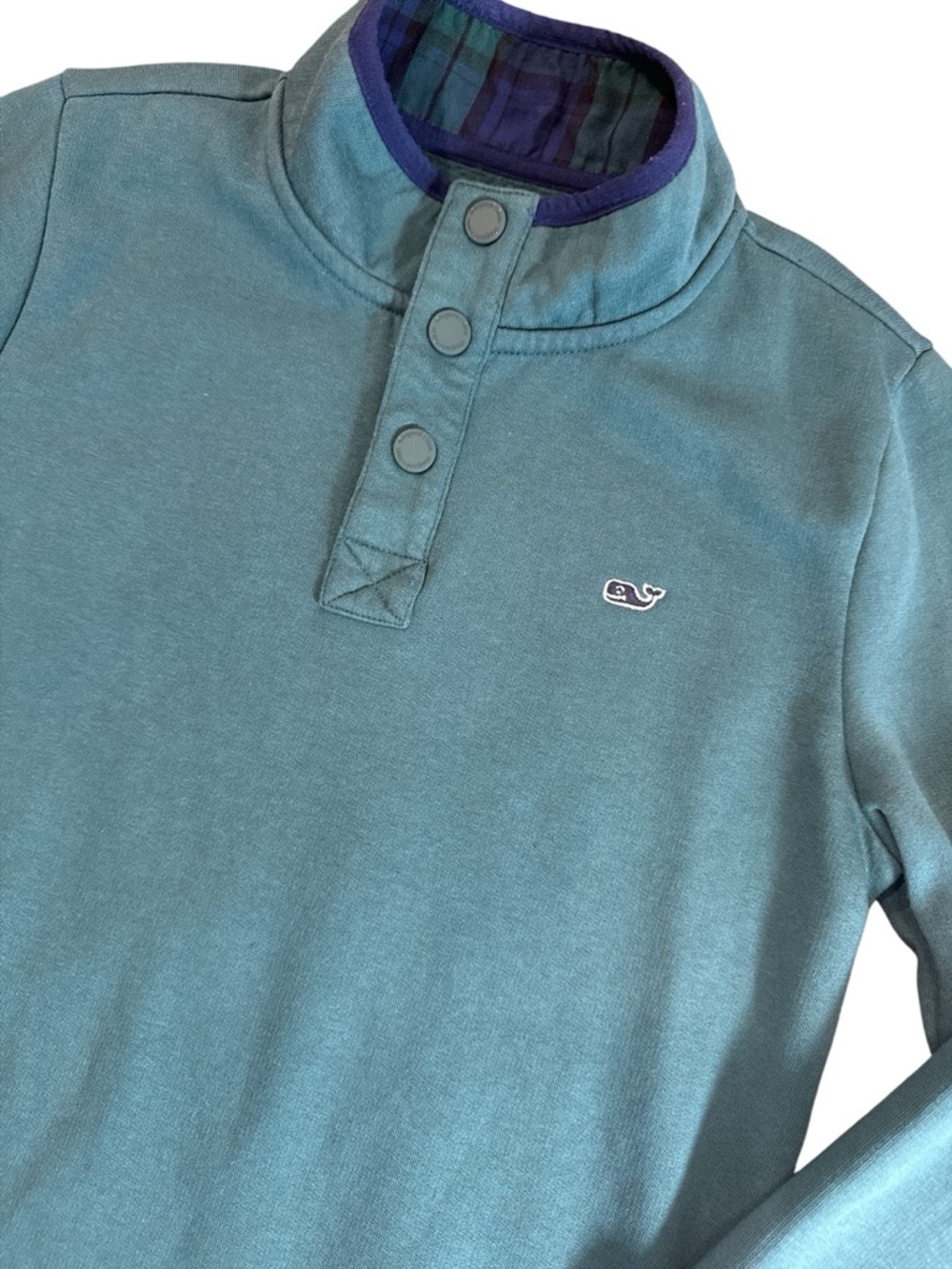Vineyard Vines Green 3 Button Pullover Whale Embroidered Boys’ Small (8-10)
